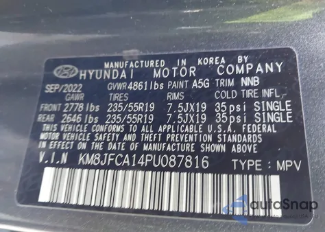 2023 Hyundai Tucson Hybrid Sel Convenience from USA, damaged, VIN KM8JFCA14PU087816